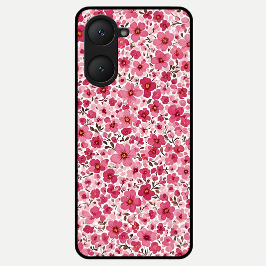  Cherry Blossom Charm Glass Case for iQOO Z9 lite back cover – full design glossy printed glass finish