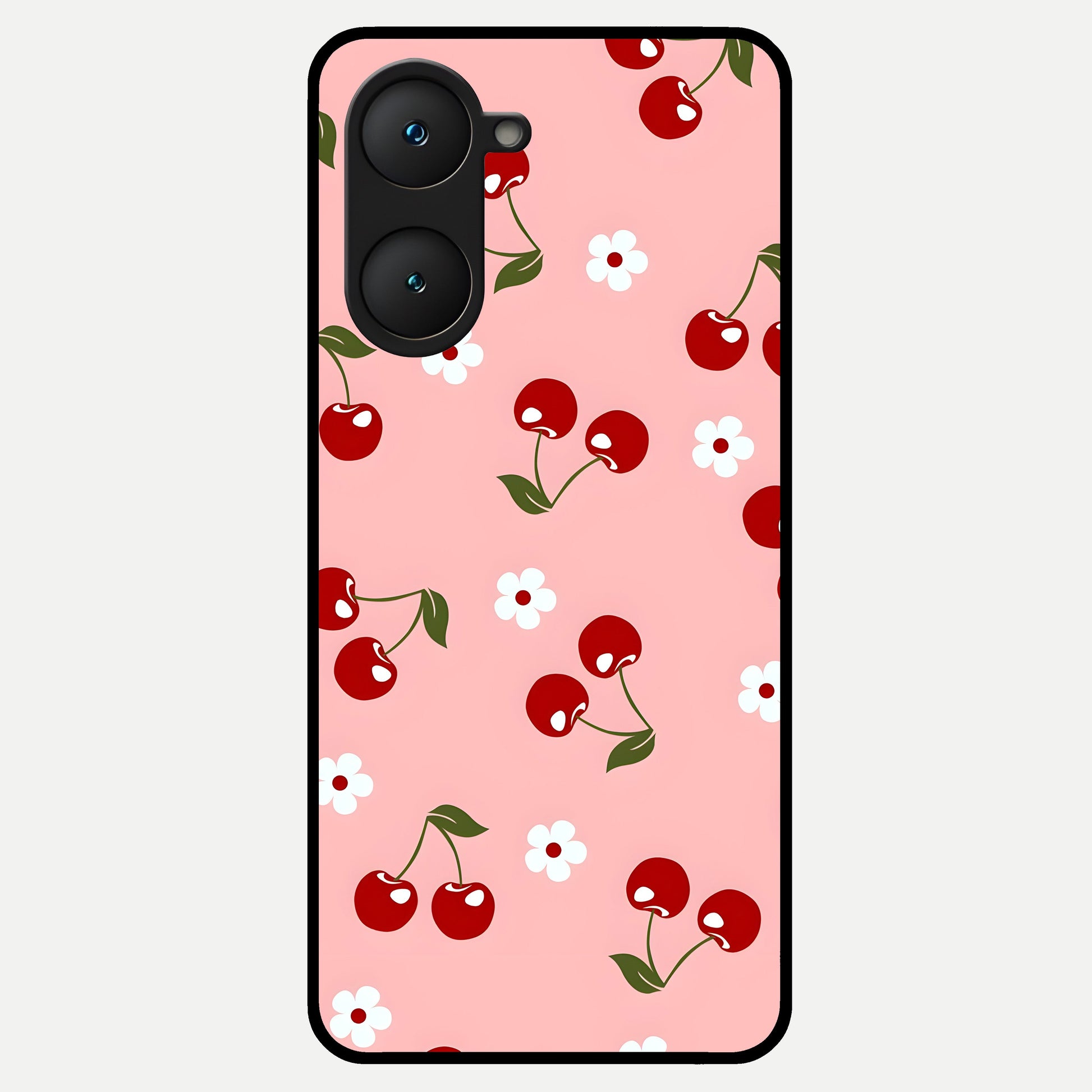  Cherry Love Mood Glass Case for iQOO Z9 lite back cover – full design glossy printed glass finish