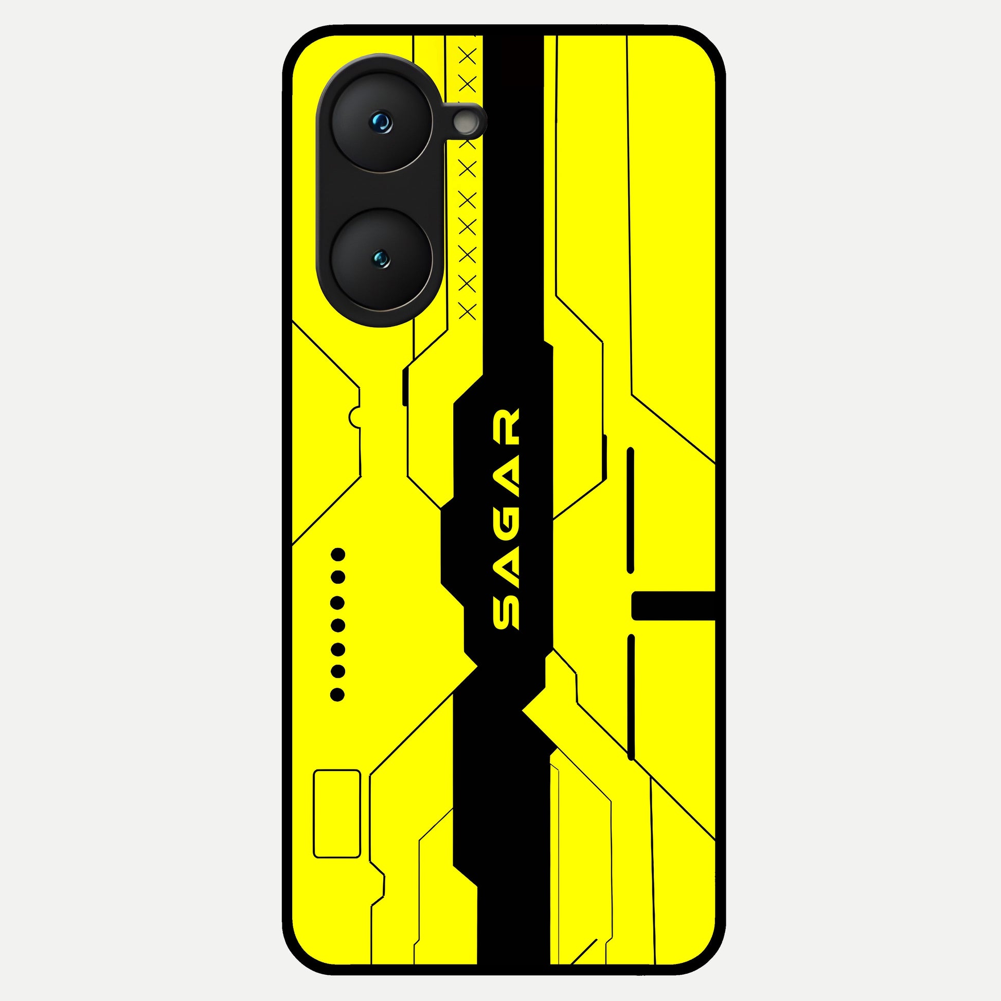  Circuit CYBERPUNK Custom Name Glass Case for iQOO Z9 lite back cover – full design glossy printed glass finish
