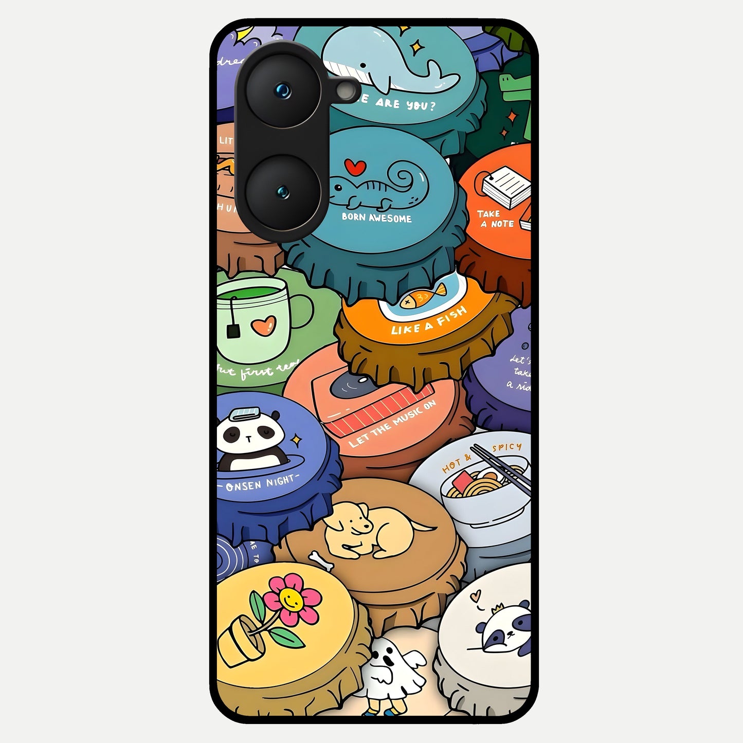  Coins Patterns Glass Case for iQOO Z9 lite back cover – full design glossy printed glass finish
