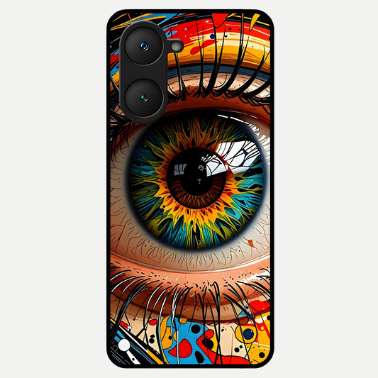 Colorful Eye Glass Case for iQOO Z9 lite back cover – full design glossy printed glass finish