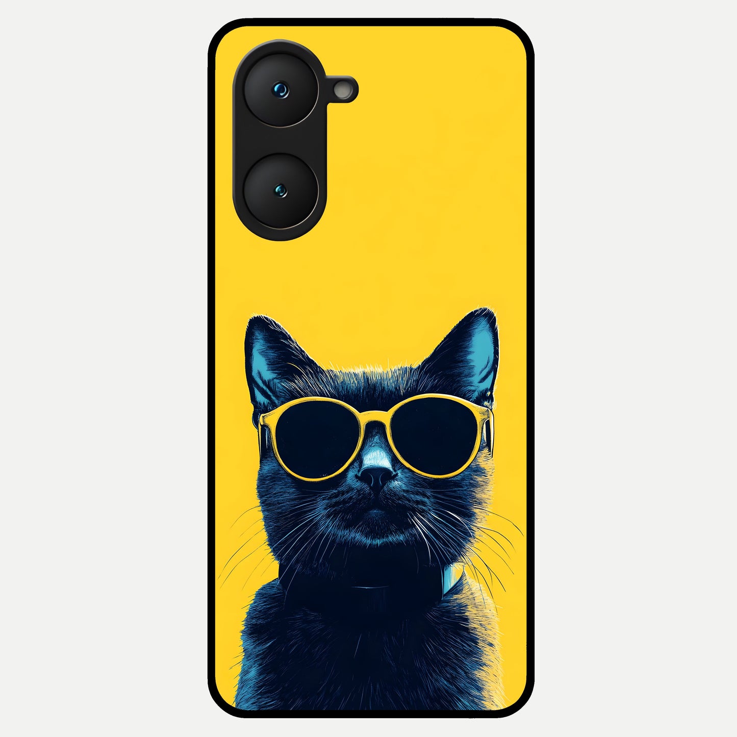  Cool Cat Vibes Glass Case for iQOO Z9 lite back cover – full design glossy printed glass finish