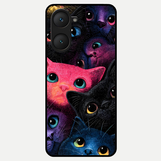 Cosmic Cats Dreams Glass Case for iQOO Z9 lite back cover – full design glossy printed glass finish