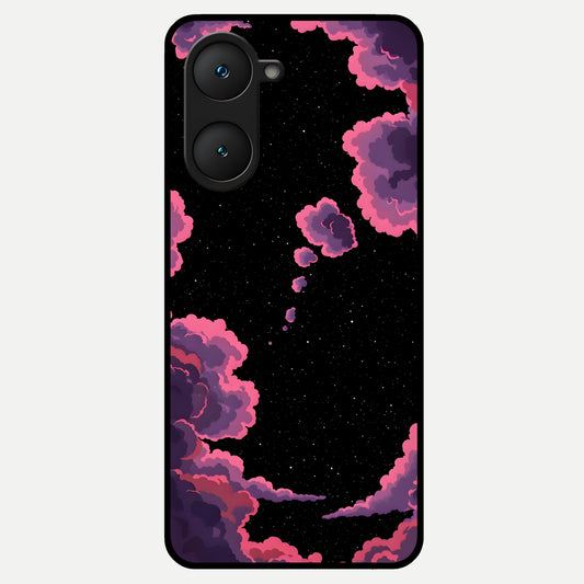  Cosmic Cloud Journey Glass Case for iQOO Z9 lite back cover – full design glossy printed glass finish