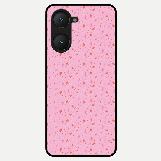  Cosmic Pink Sparkle Glass Case for iQOO Z9 lite back cover – full design glossy printed glass finish