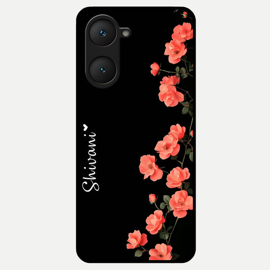  Crimson Bloom Grace Custom Name Glass Case for iQOO Z9 lite back cover – full design glossy printed glass finish