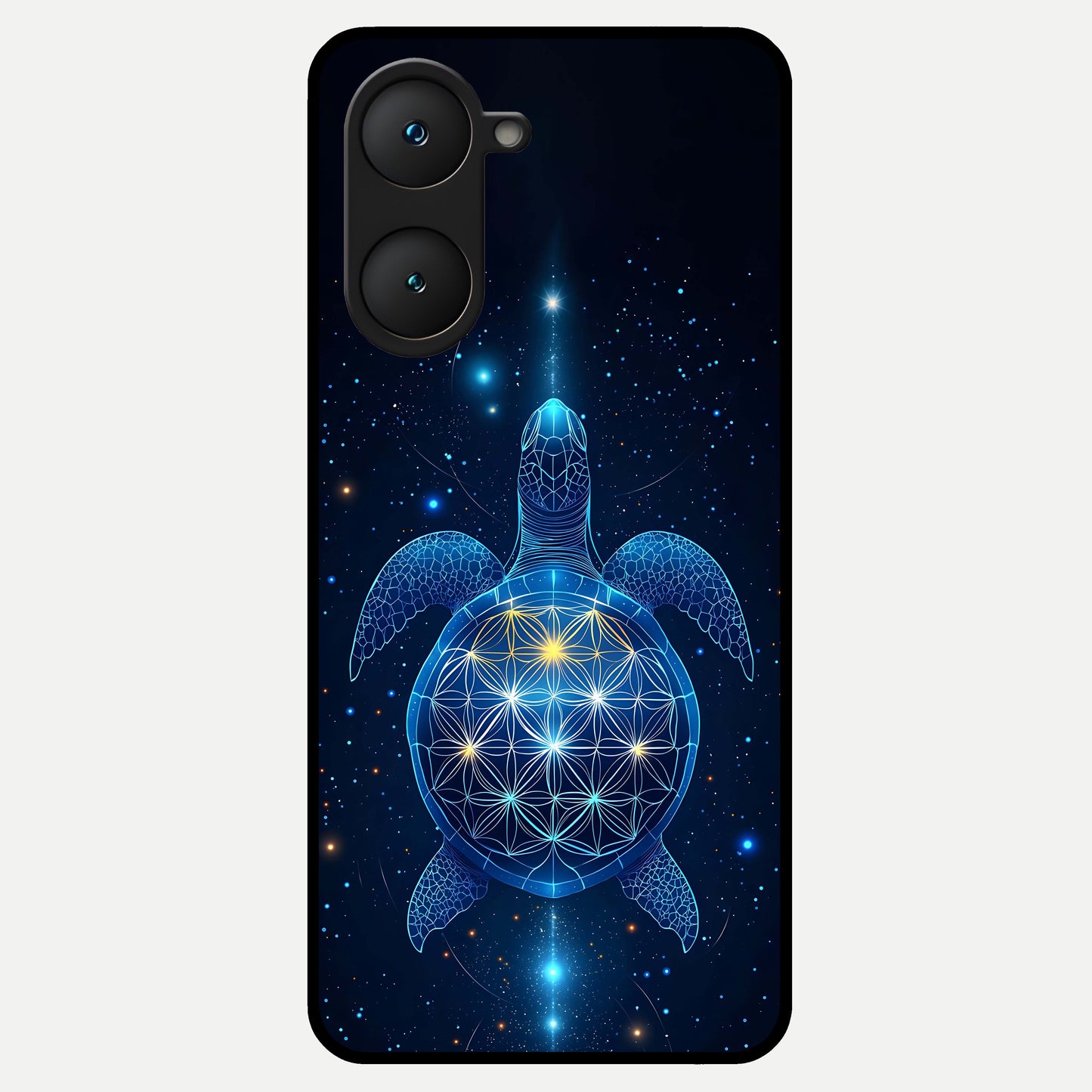  Crimson Blue Turtle Glass Case for iQOO Z9 lite back cover – full design glossy printed glass finish
