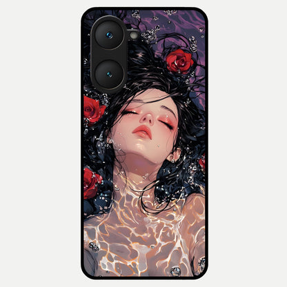  Crimson Rose Serenity Glass Case for iQOO Z9 lite back cover – full design glossy printed glass finish
