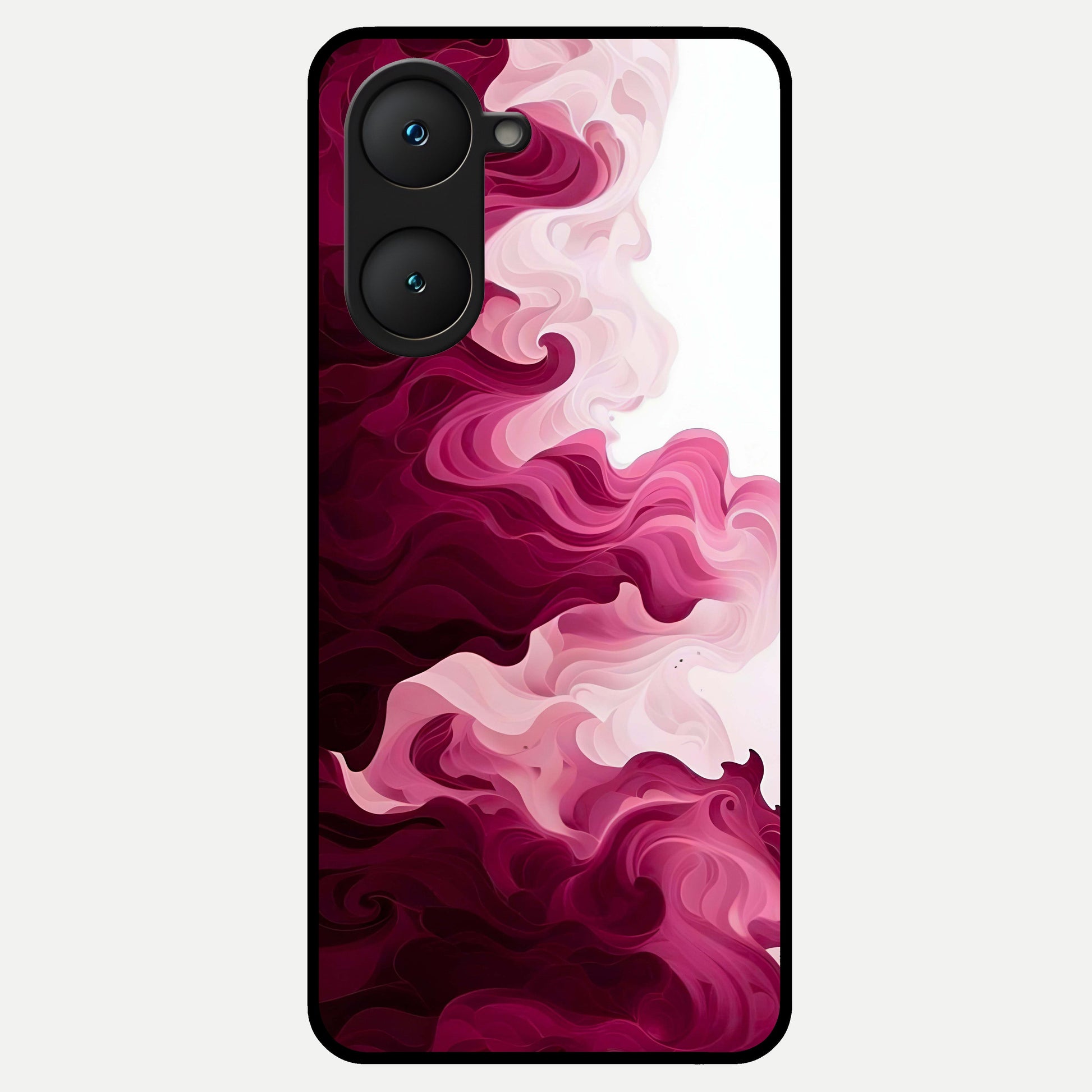  Crimson Wave Flow Glass Case for iQOO Z9 lite back cover – full design glossy printed glass finish
