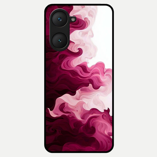  Crimson Wave Flow Glass Case for iQOO Z9 lite back cover – full design glossy printed glass finish