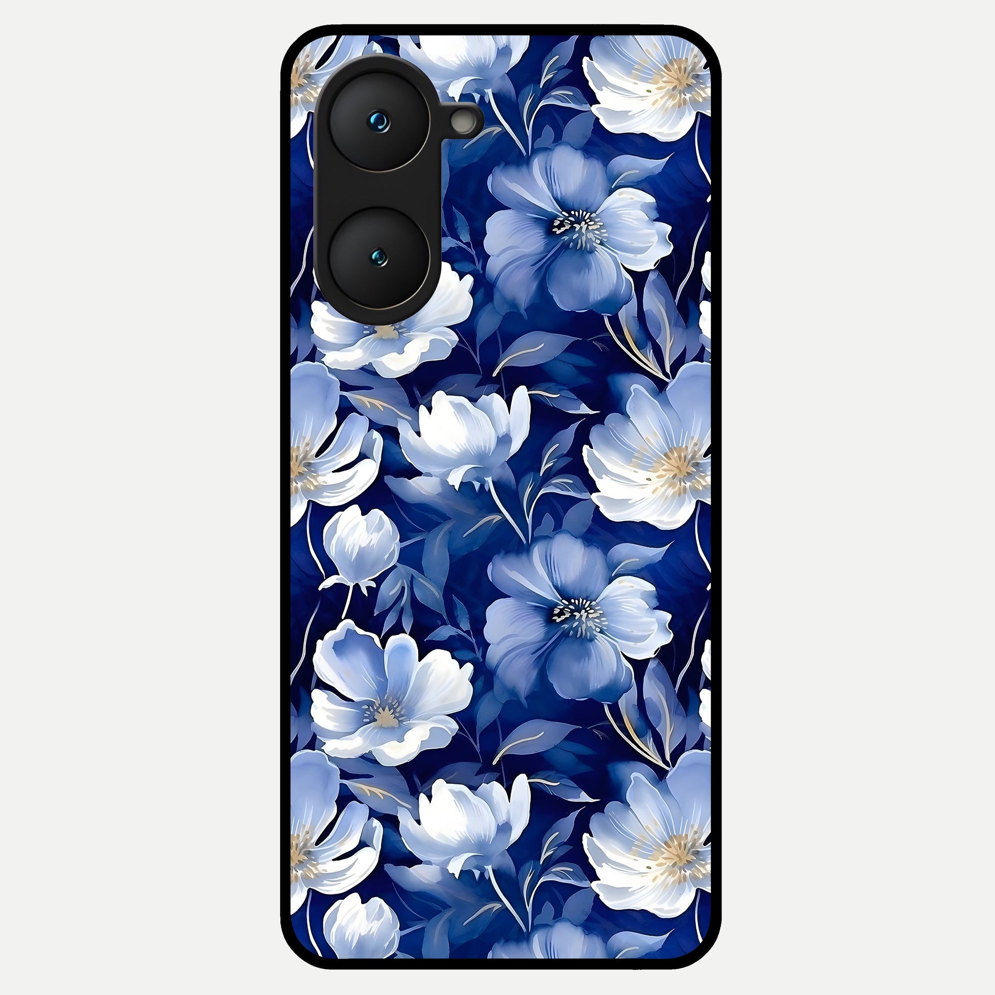  Cute Floral Patterns Glass Case for iQOO Z9 lite back cover – full design glossy printed glass finish