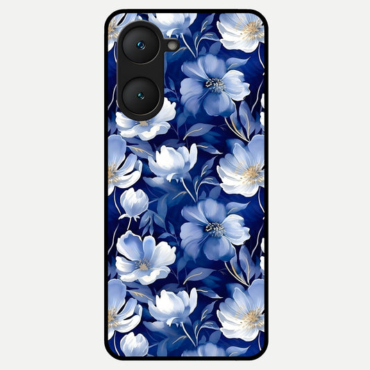  Cute Floral Patterns Glass Case for iQOO Z9 lite back cover – full design glossy printed glass finish