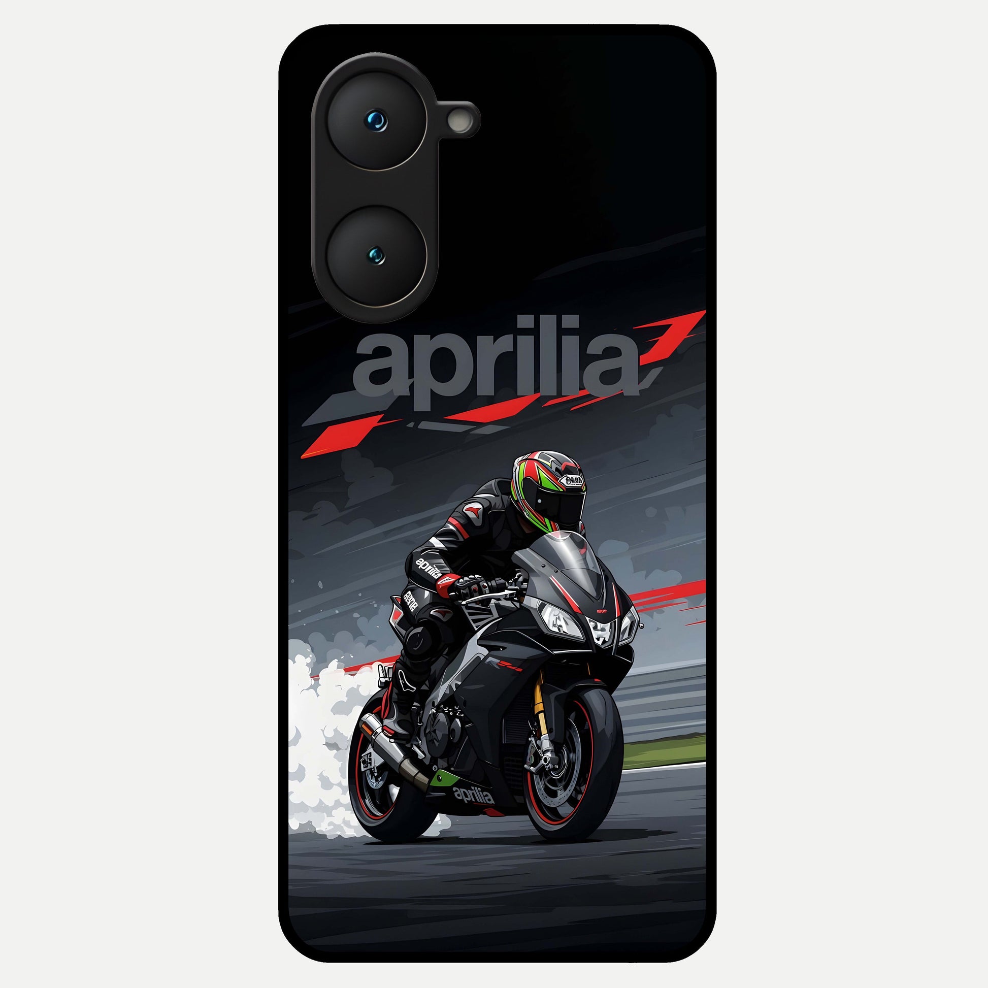  Dark Aprilla Glass Case for iQOO Z9 lite back cover – full design glossy printed glass finish