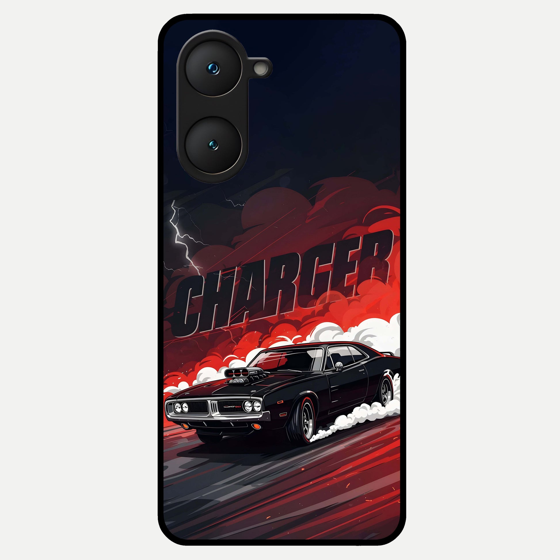  Dark Charger Fury Glass Case for iQOO Z9 lite back cover – full design glossy printed glass finish