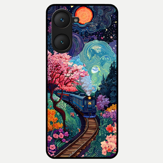  Digital Art Glass Case for iQOO Z9 lite back cover – full design glossy printed glass finish