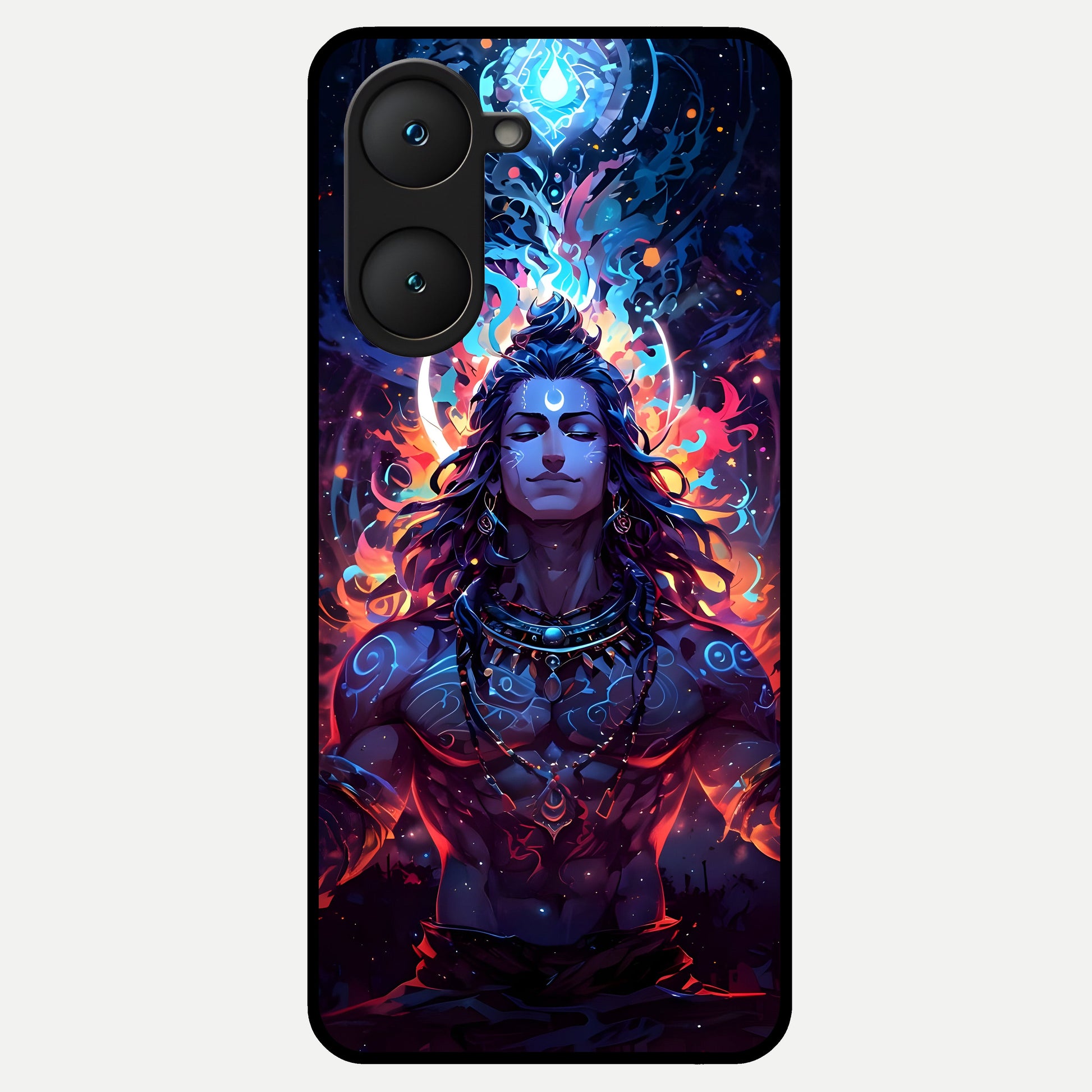  Divine Fire Shiv Glass Case for iQOO Z9 lite back cover – full design glossy printed glass finish