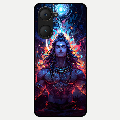  Divine Fire Shiv Glass Case for iQOO Z9 lite back cover – full design glossy printed glass finish