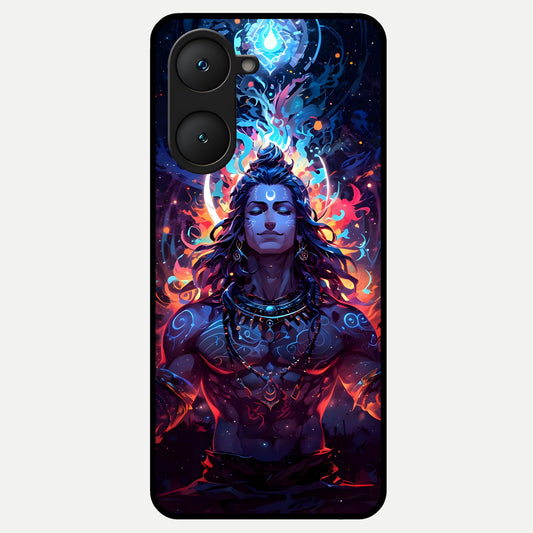  Divine Fire Shiv Glass Case for iQOO Z9 lite back cover – full design glossy printed glass finish