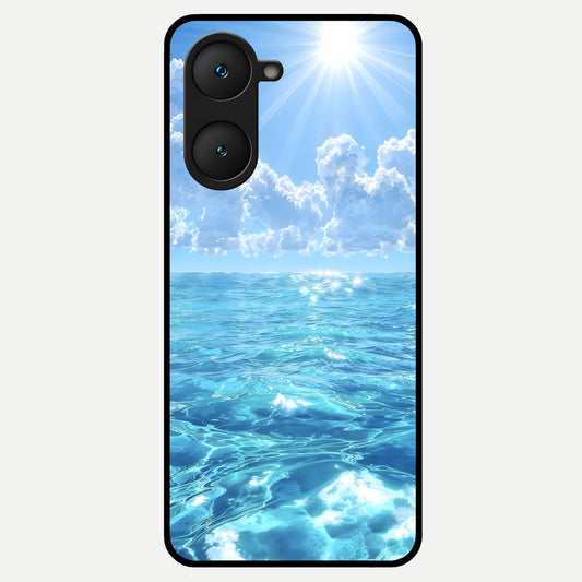  Endless Ocean Horizon Glass Case for iQOO Z9 lite back cover – full design glossy printed glass finish