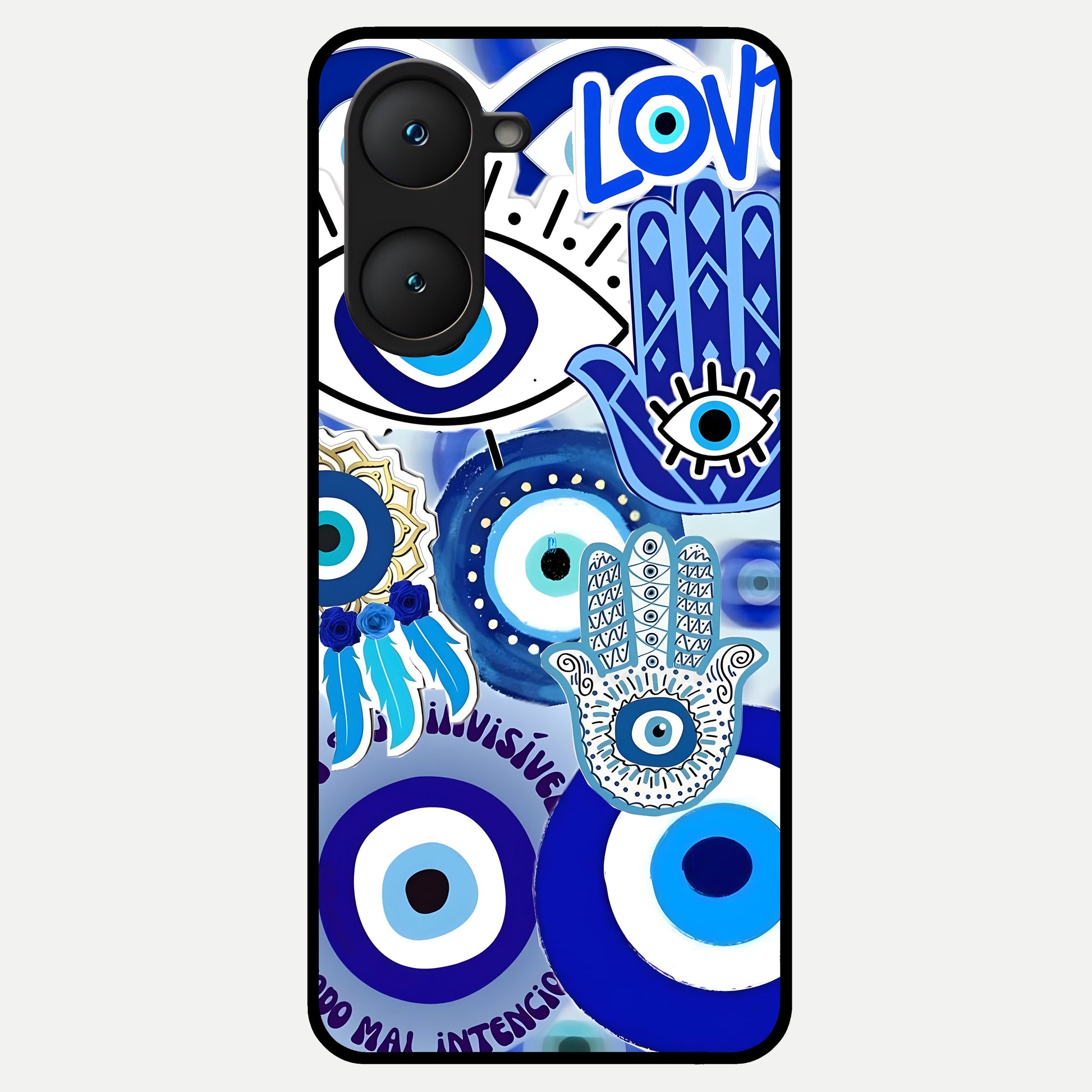  Evil Eyes Dream Glass Case for iQOO Z9 lite back cover – full design glossy printed glass finish
