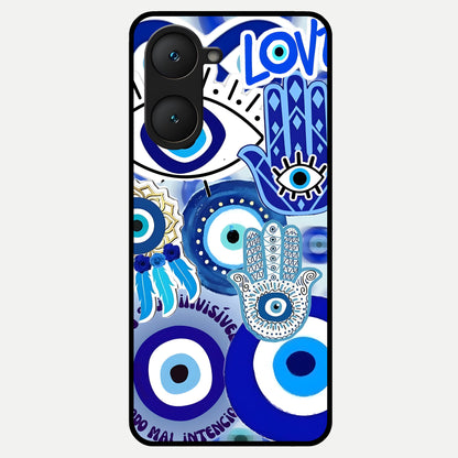  Evil Eyes Dream Glass Case for iQOO Z9 lite back cover – full design glossy printed glass finish