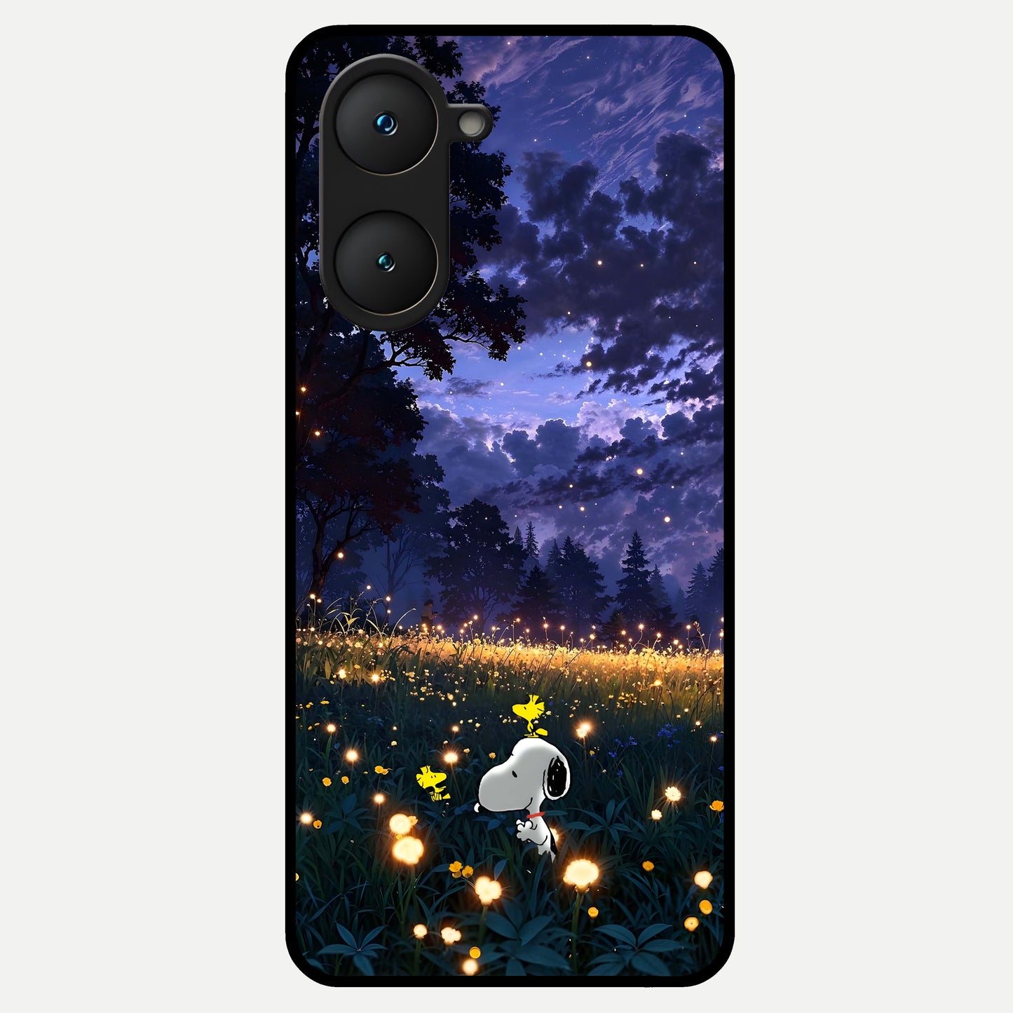  Firefly Meadow Magic Glass Case for iQOO Z9 lite back cover – full design glossy printed glass finish