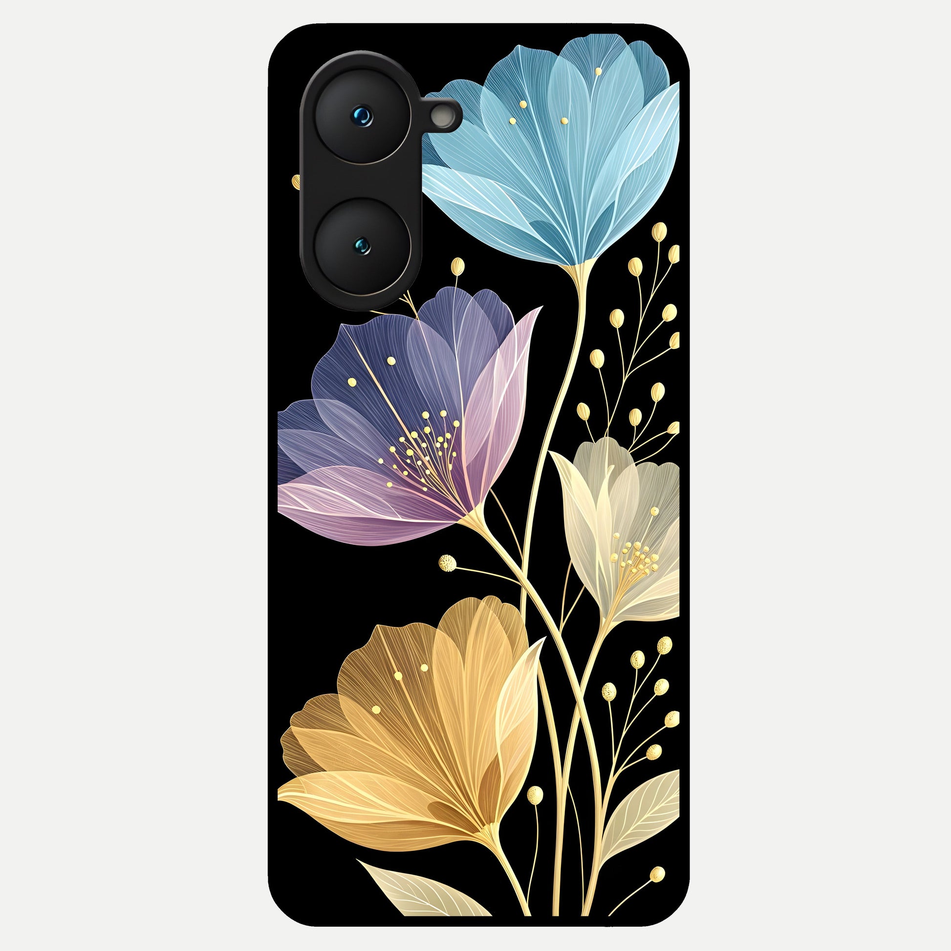  Flower Bloom Glow Glass Case for iQOO Z9 lite back cover – full design glossy printed glass finish