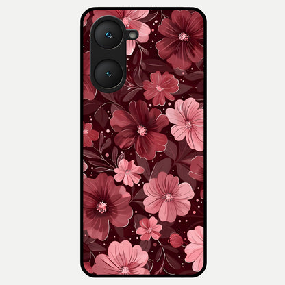  Flower Blush Bloom Glass Case for iQOO Z9 lite back cover – full design glossy printed glass finish