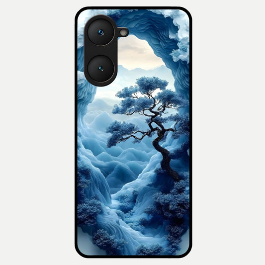  Frozen Serenity Gate Glass Case for iQOO Z9 lite back cover – full design glossy printed glass finish