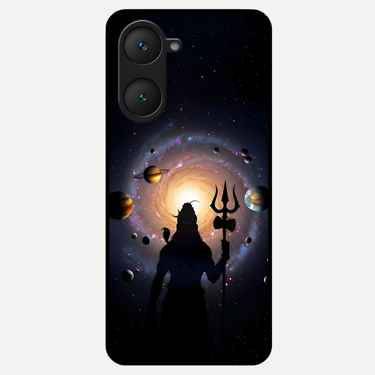  Galactic Shiva Vision Glass Case for iQOO Z9 lite back cover – full design glossy printed glass finish
