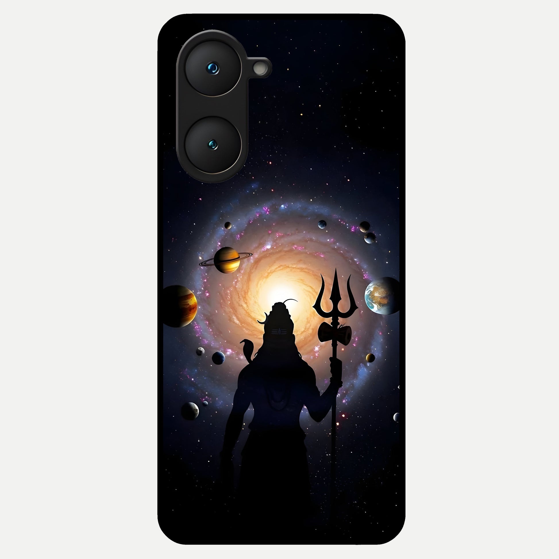  Galactic Shiva Vision Glass Case for iQOO Z9 lite back cover – full design glossy printed glass finish