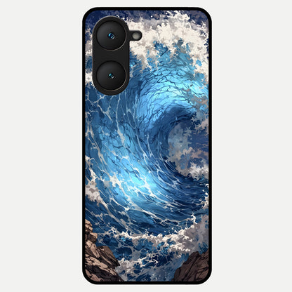  Giant Ocean Wave Glass Case for iQOO Z9 lite back cover – full design glossy printed glass finish