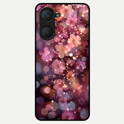  Glowing Petal Bliss Glass Case for iQOO Z9 lite back cover – full design glossy printed glass finish
