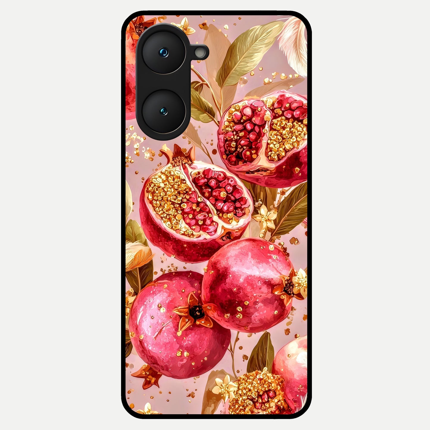  Golden Bloom Glow Glass Case for iQOO Z9 lite back cover – full design glossy printed glass finish