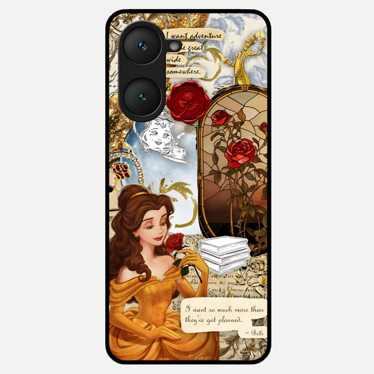 Golden Dream Belle Glass Case for iQOO Z9 lite back cover – full design glossy printed glass finish