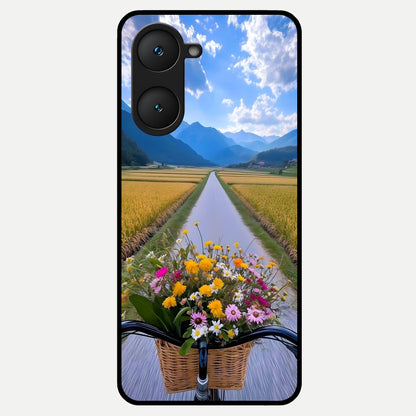  Golden Field Journey Glass Case for iQOO Z9 lite back cover – full design glossy printed glass finish