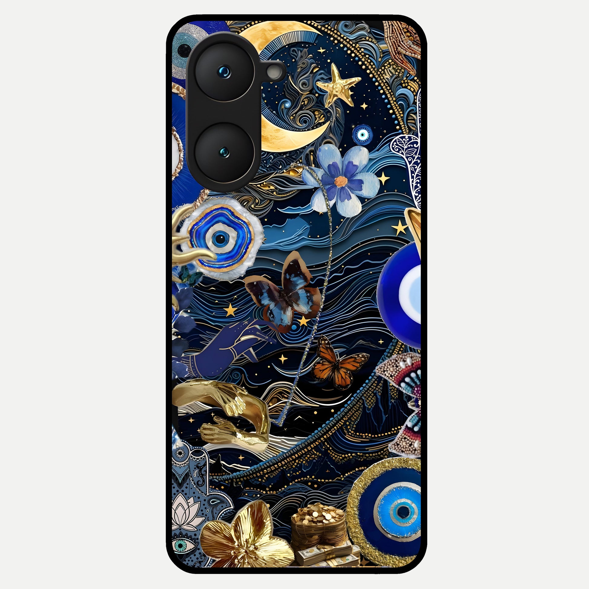  Golden Moon Magic Glass Case for iQOO Z9 lite back cover – full design glossy printed glass finish