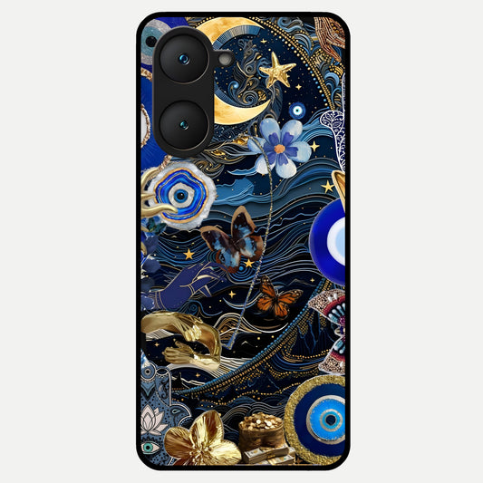  Golden Moon Magic Glass Case for iQOO Z9 lite back cover – full design glossy printed glass finish