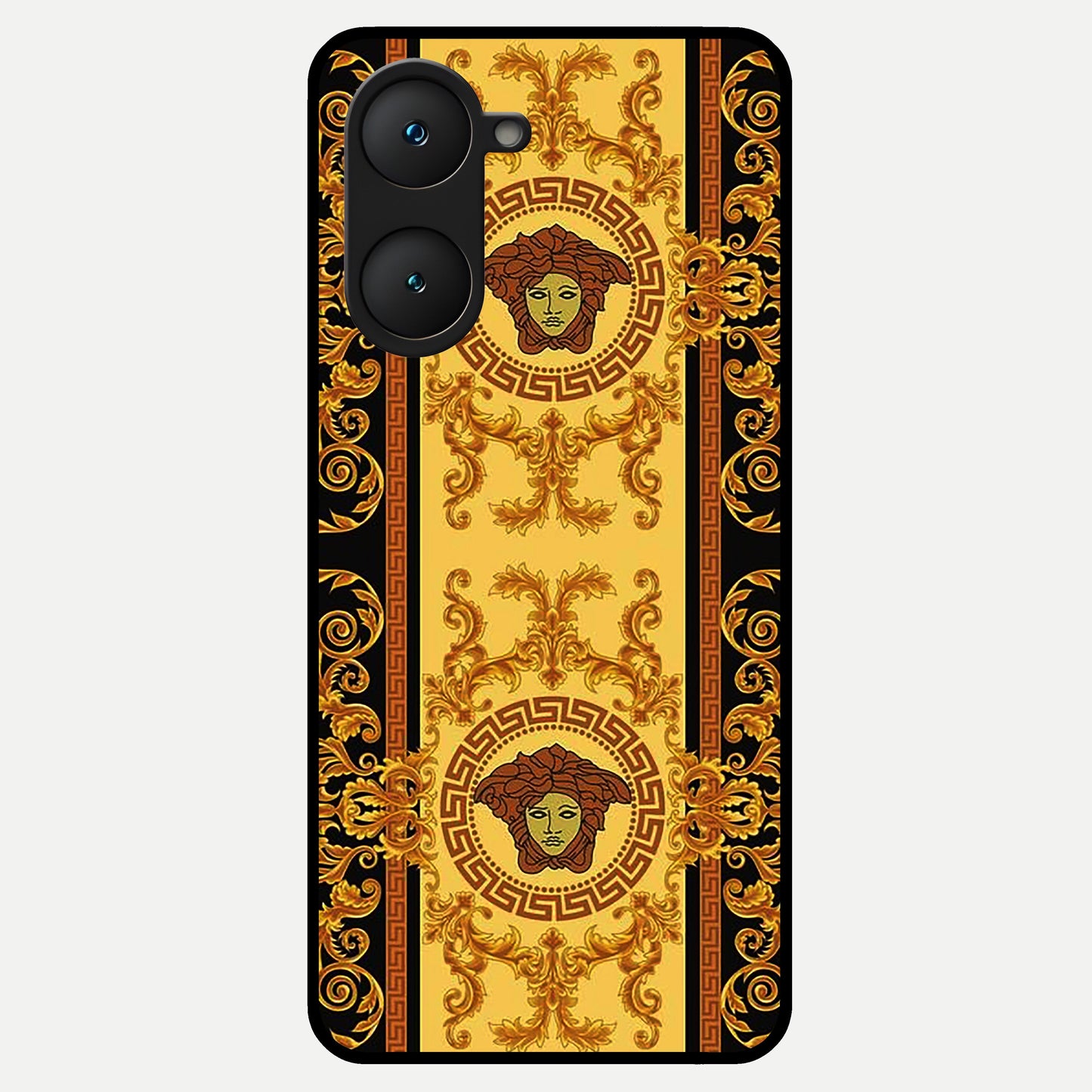  Golden Royal Heritage Glass Case for iQOO Z9 lite back cover – full design glossy printed glass finish