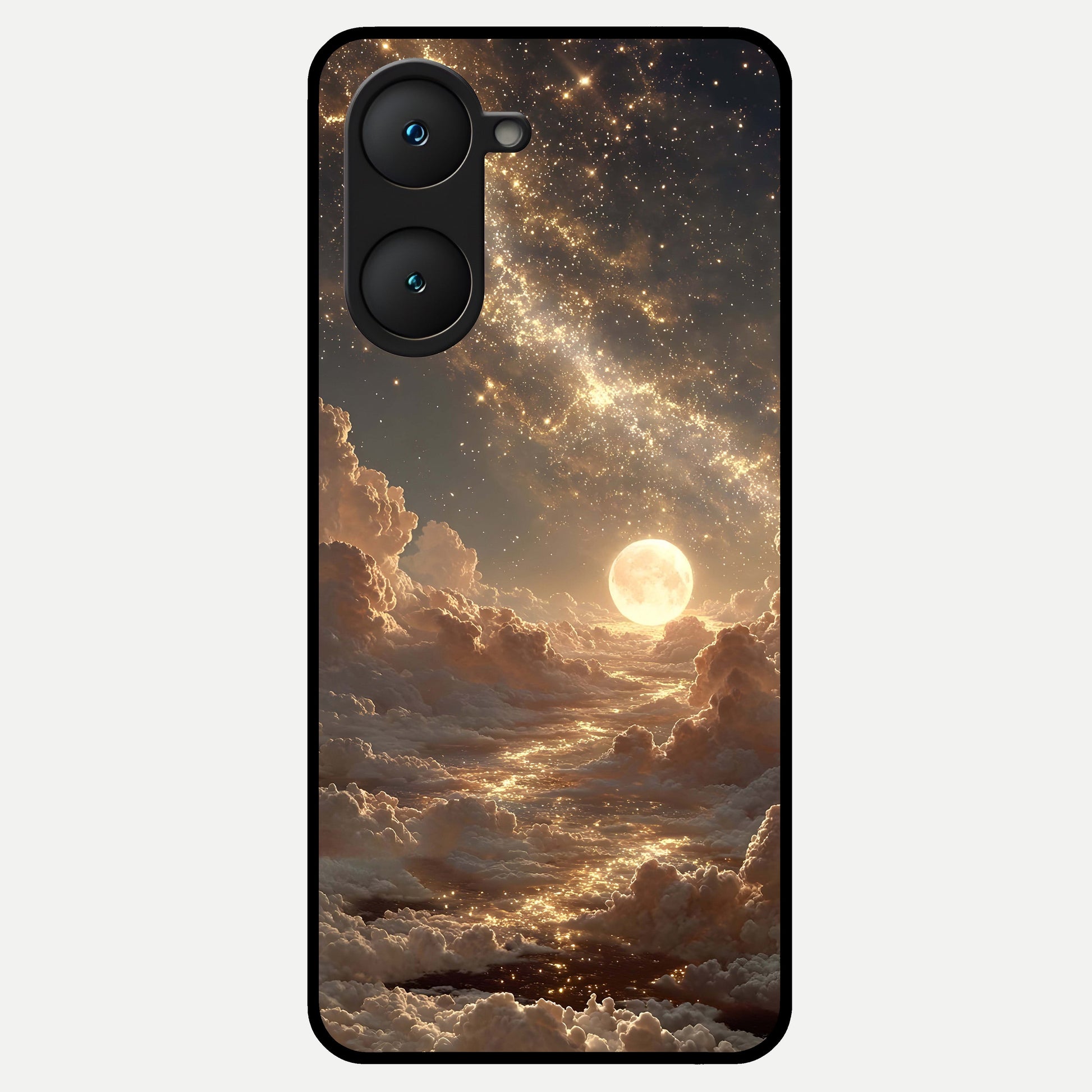  Golden Sky Dream Glass Case for iQOO Z9 lite back cover – full design glossy printed glass finish