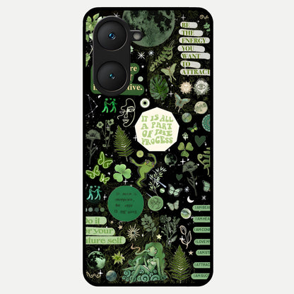 Green Mandala Pattern Glass Case for iQOO Z9 lite back cover – full design glossy printed glass finish