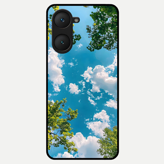  Green Moon Energy Glass Case for iQOO Z9 lite back cover – full design glossy printed glass finish
