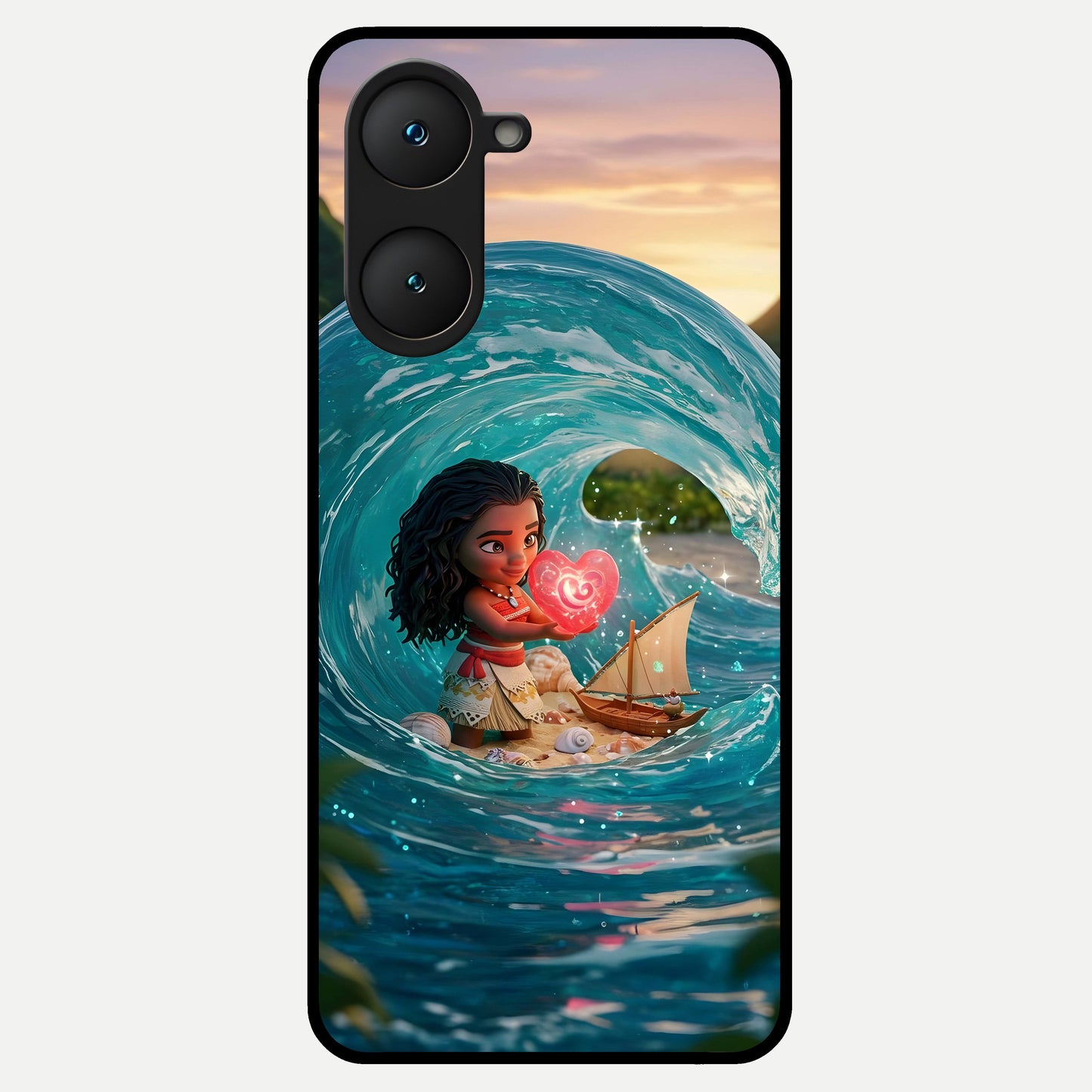  Heart of Ocean Glass Case for iQOO Z9 lite back cover – full design glossy printed glass finish