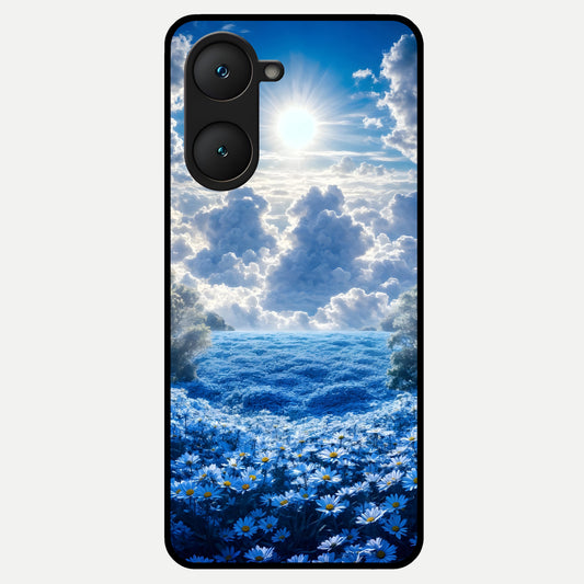  Heavenly Daisy Horizon Glass Case for iQOO Z9 lite back cover – full design glossy printed glass finish