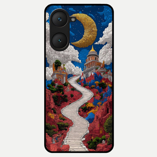  Heavenly Moon Path Glass Case for iQOO Z9 lite back cover – full design glossy printed glass finish