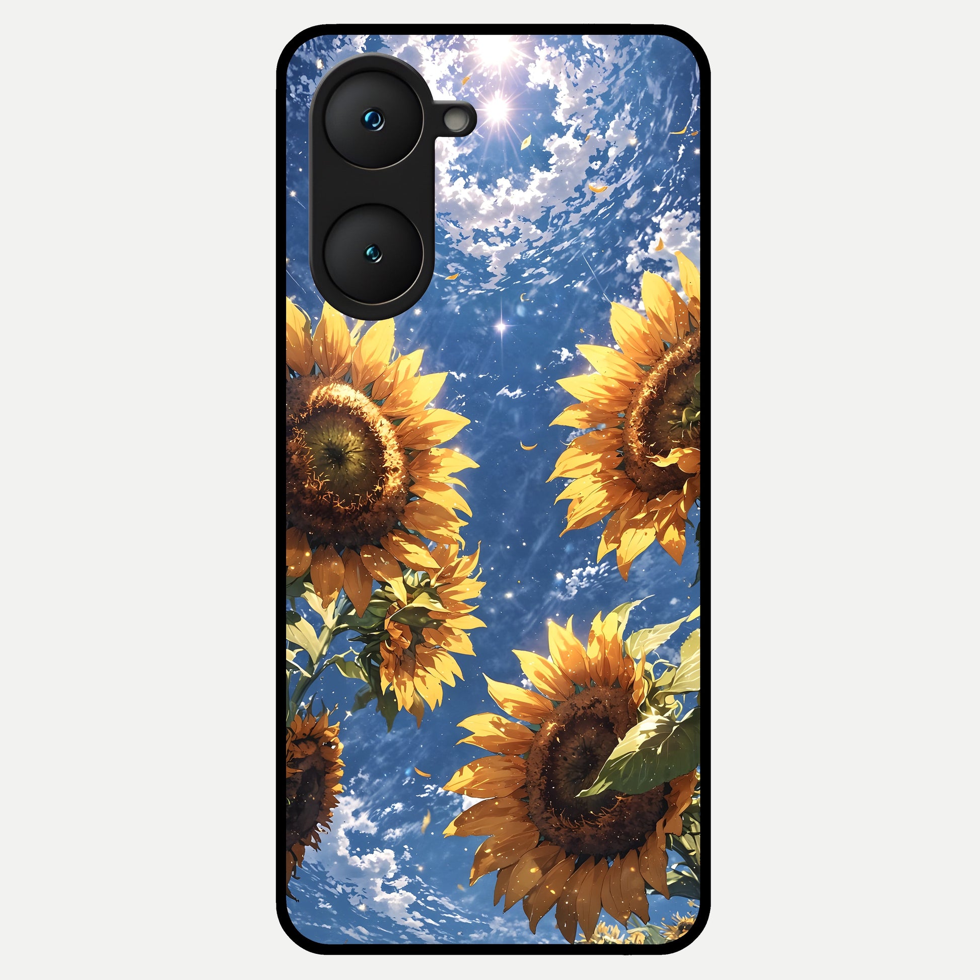  Heavenly Sunflower Rise Glass Case for iQOO Z9 lite back cover – full design glossy printed glass finish