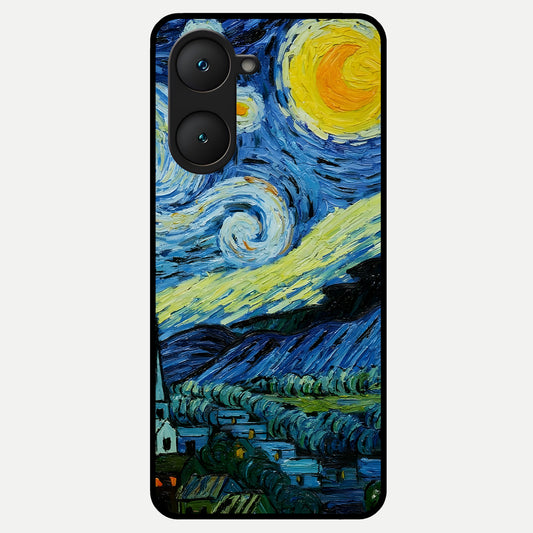  Inspired Van Gogh Art Glass Case for iQOO Z9 lite back cover – full design glossy printed glass finish