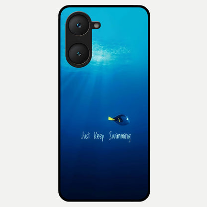 Just Keep Swimming Glass Case for iQOO Z9 lite back cover – full design glossy printed glass finish