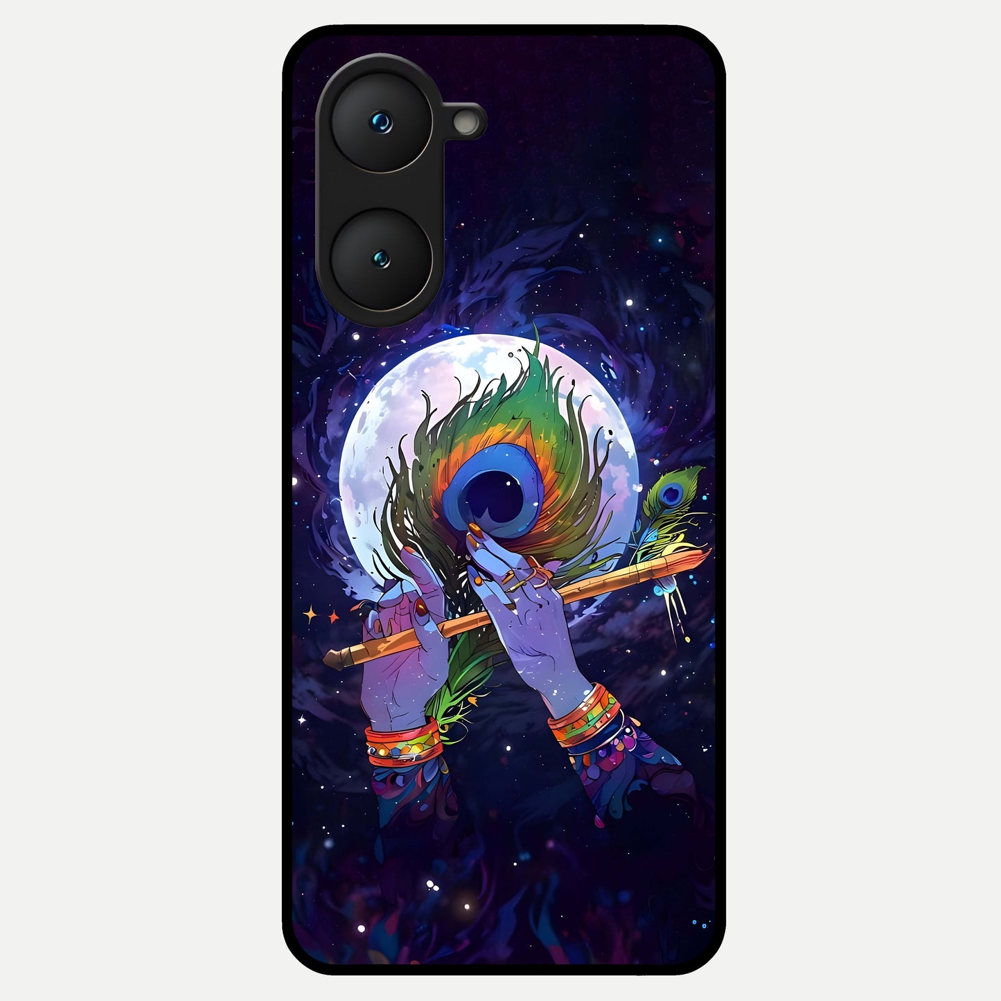  Krishna Hands Art Glass Case for iQOO Z9 lite back cover – full design glossy printed glass finish
