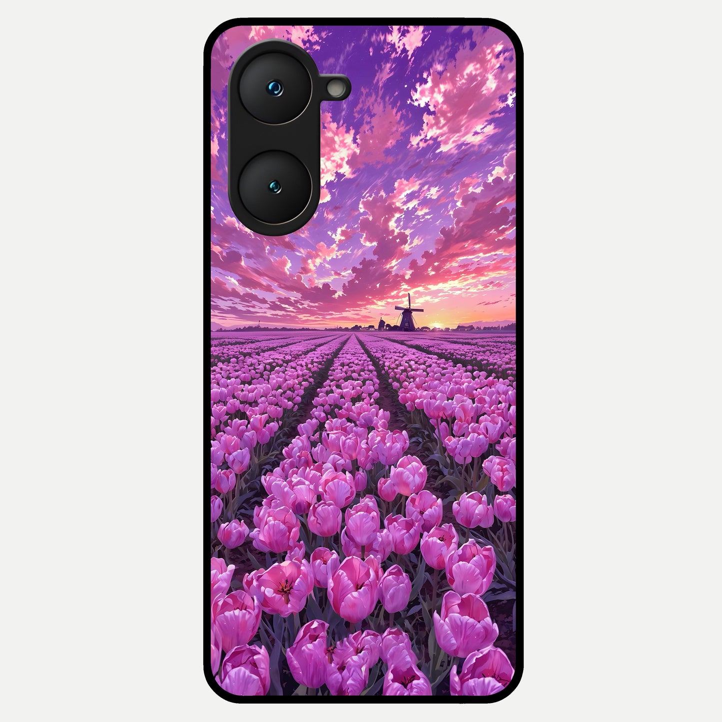  Lavender Dream Skies Glass Case for iQOO Z9 lite back cover – full design glossy printed glass finish